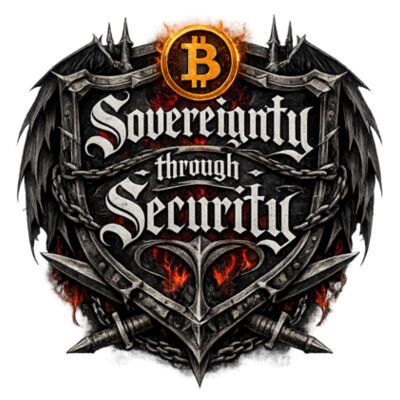 'Sovereignty through Security' Gothic logo  Design